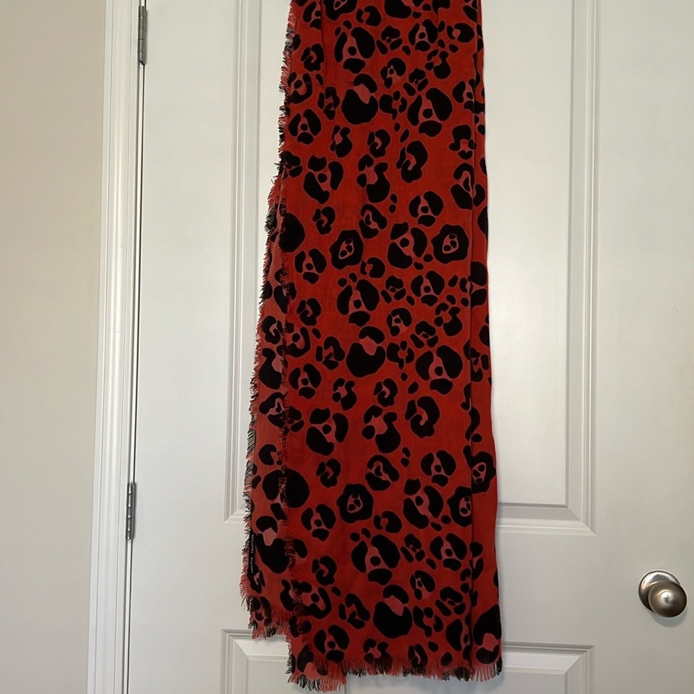 Oversized cheetah print orange and black scarf wrap